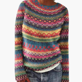 Arthur | Women's Round Neck Multicoloured Striped Knit Sweater