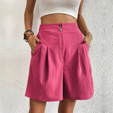 Vireya | Cropped Women’s Trousers with Button Detail