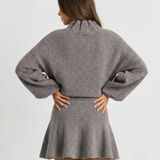 Annabelle | Cropped Brushed Knit Bomber & Mini Skirt Set