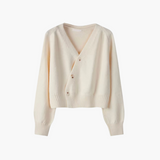 Imogen | V-Neck Asymmetrical Button Knit Cardigan for Elegant Everyday Wear