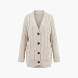 Oliver | Women's Button-Up Cardigan with Pockets and Cable Knit Texture