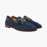 Madeline | Suede Loafers with Gold Chain Detail