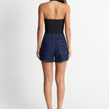 Maren | Denim Skirt Mini Dark Blue High Waisted Wrap Front A Line