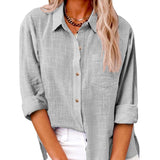Naomi | Long Sleeve Cotton Linen Blouse with Pockets