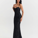Emily | Lace maxi evening dress with open back