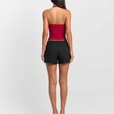 Mira | Black Tailored Shorts Ruffle Detail High Waisted Fitted