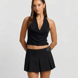 Briar | Black Shorts Pleated High Waisted Mini Tailored Belted