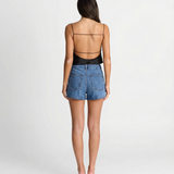 Lena | Denim Mini Skirt Blue Wrap Asymmetric Vintage Wash