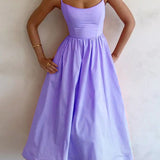 Arabella | U-Neck Midi Evening Dress with Flared Skirt