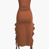 Harper | Bandeau Maxi Dress with Elegant Ruffle Detail