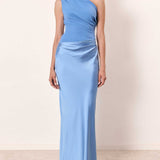 Noa | Chic One-Shoulder Pleated Maxi Dress for Formal Occasions