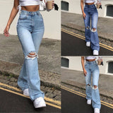 Callum | High-waist flared trousers with knee cut-out