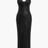 Lysandra | Faux Leather Corset Maxi Dress
