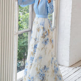 Keira | Floral Print Maxi Dress with Flattering V-Neck Design