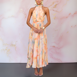 Bridget | Chic halter neck maxi dress with flowing silhouette