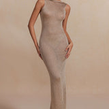 Emily | Textured Knit Maxi Dress with Side Slit