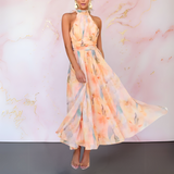 Bridget | Chic halter neck maxi dress with flowing silhouette
