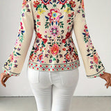 Annelise | Floral Print Tie-Front Blouse with Elegant Fit
