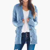 Oliver | Women's Button-Up Cardigan with Pockets and Cable Knit Texture
