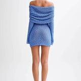 Saffron | Sheer Off-Shoulder Knitted Mini Dress