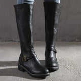 Scarlett | Women's Classic Leather Knee Boots with Buckle
