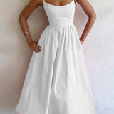 Arabella | U-Neck Midi Evening Dress with Flared Skirt