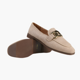 Madeline | Suede Loafers with Gold Chain Detail