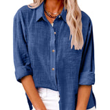 Naomi | Long Sleeve Cotton Linen Blouse with Pockets