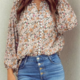 Aviana | Floral Print Crew Neck Blouse with Lightweight Comfort