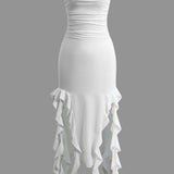 Harper | Bandeau Maxi Dress with Elegant Ruffle Detail
