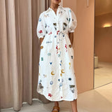Clarisse | Floral Print Drawstring Blouse with Long Sleeves