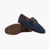 Madeline | Suede Loafers with Gold Chain Detail