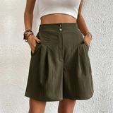 Vireya | Cropped Women’s Trousers with Button Detail