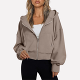 Imogen | Women's Cropped Relaxed Fit Zip Hoodie with Drawstring