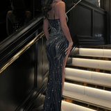 Alfie | Rhinestone Evening Gown with Side Slit