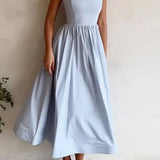 Arabella | U-Neck Midi Evening Dress with Flared Skirt