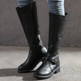 Scarlett | Women's Classic Leather Knee Boots with Buckle