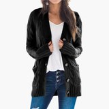 Oliver | Women's Button-Up Cardigan with Pockets and Cable Knit Texture
