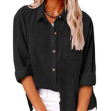 Naomi | Long Sleeve Cotton Linen Blouse with Pockets