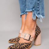 Kaia | Leopard Print Suede Sandals with Sturdy Heel