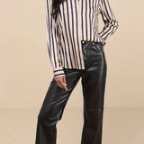 Alina | Striped Button-Up Blouse with Elegant Finish