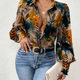 Evangeline | Floral Print Lapel Collar Blouse