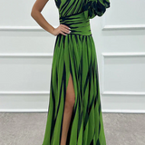 Delilah | One-shoulder maxi dress with subtle stripe detailing