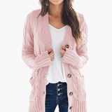 Oliver | Women's Button-Up Cardigan with Pockets and Cable Knit Texture