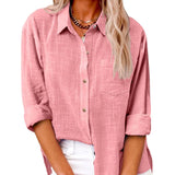 Naomi | Long Sleeve Cotton Linen Blouse with Pockets