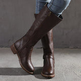 Scarlett | Women's Classic Leather Knee Boots with Buckle