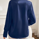 Hazel | Women’s Satin Blouse with Tie Neck and Elegant Sleeves