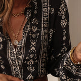 Adeline | Printed Beige Women's Blouse with Elegant Fit