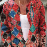Florence | Women's Printed Knit Long Sleeve Cardigan with Button Front