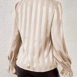Daphne | Striped Bow Neck Blouse with Long Sleeves